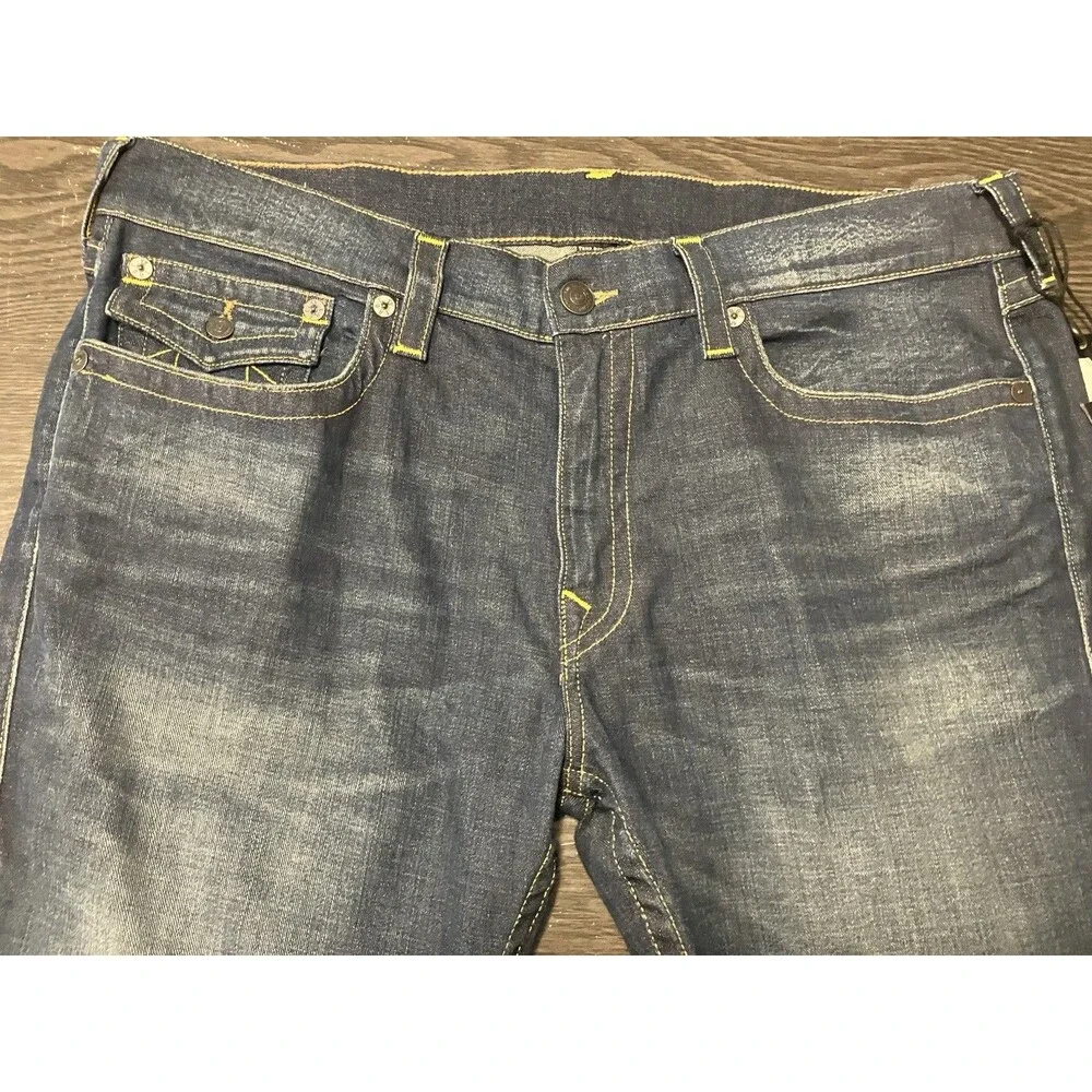 NEW True Religion Men’s Billy Relaxed Bootcut Jeans Pocket Flaps Blue Sz 40x33